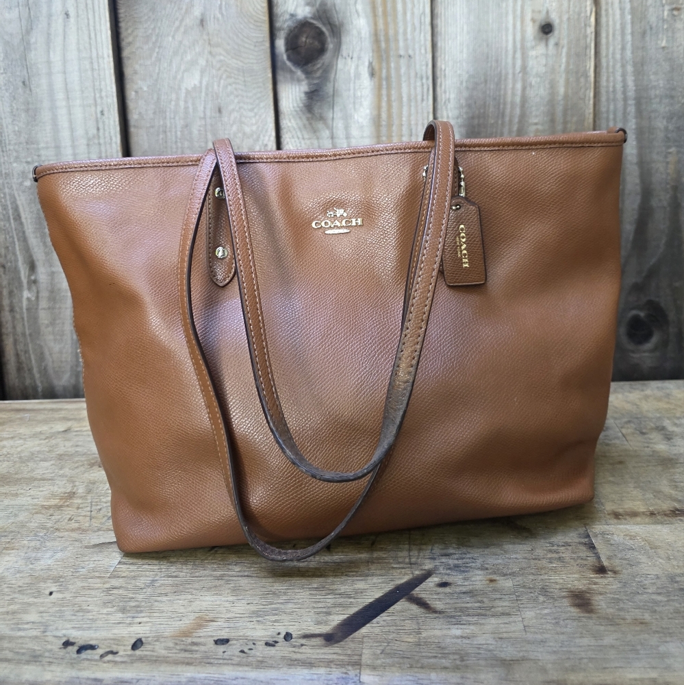 Coach City Zip Tote Crossgrain Leather Shoulder Purse Bag